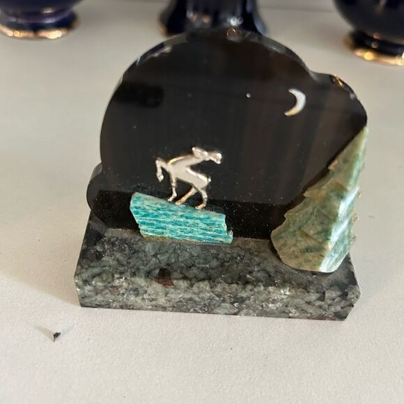 Vintage Antique Malachite  natural stone deer decor - Picture 1 of 2